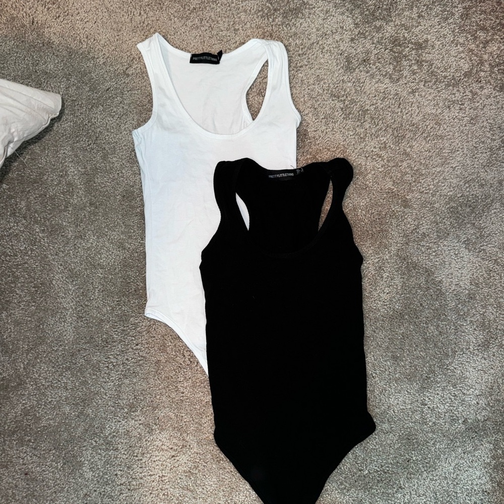 Pretty Little Thing Black and White Bodysuits